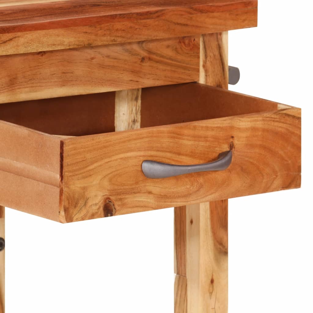vidaXL Kitchen Cart Wooden Rolling Kitchen Trolley Stand Solid Wood Acacia