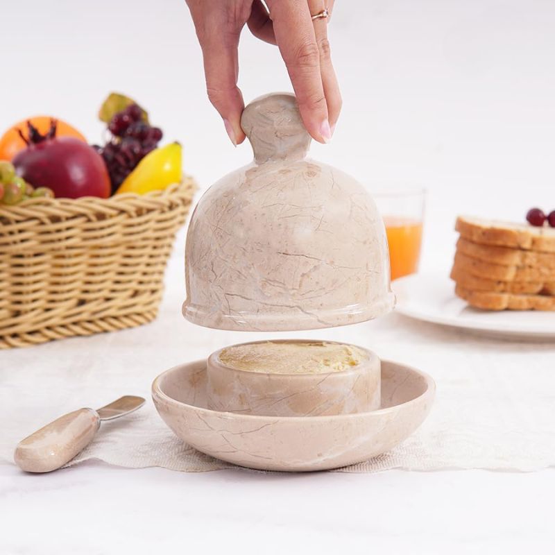Fancy Marble Butter Dish - Butter Crock