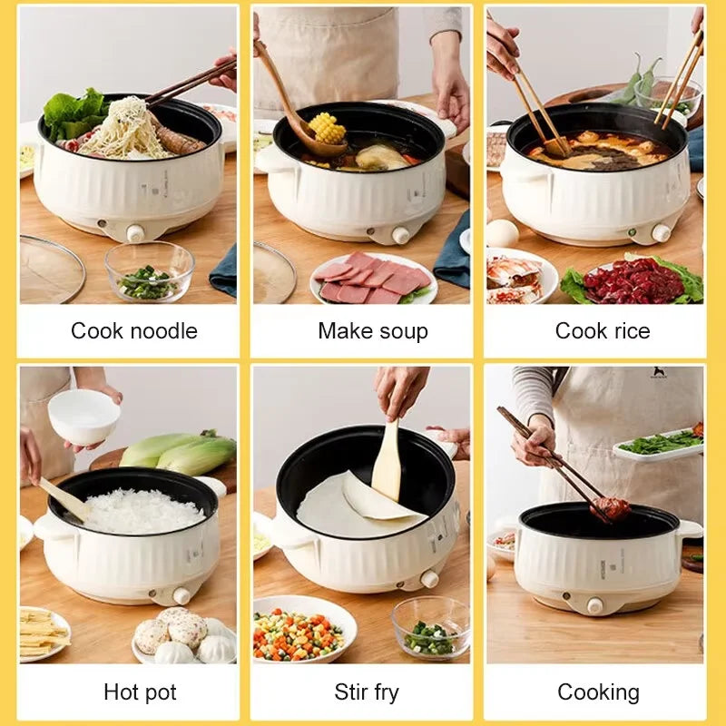 Electric Cooker Double Layer 24cm Non Stick Hot Pot & Rice Cooker White